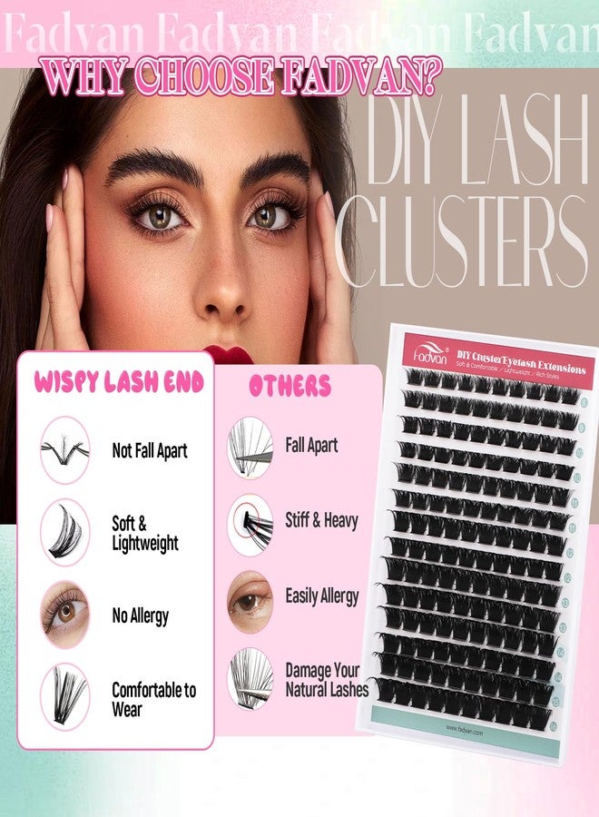 FADVAN Fluffy Lash Clusters Thick 200D Volume Eyelash Clusters 8-16mm Wispy Individual Lashes D-Curly Cluster Eyelash Extensions 140pcs DIY Lash Extension for Beginners - Image 4